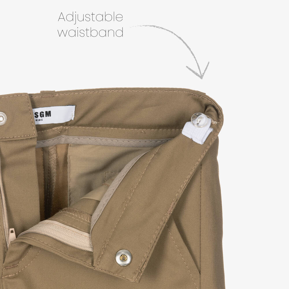 MSGM-Boys Beige Cotton Cargo Shorts | Childrensalon Outlet