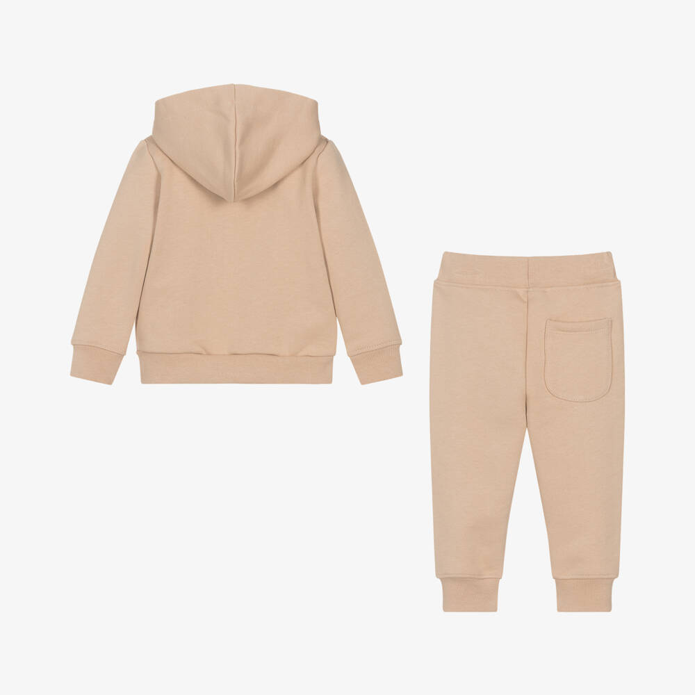 MSGM-Boys Beige Cotton Hooded Set | Childrensalon Outlet