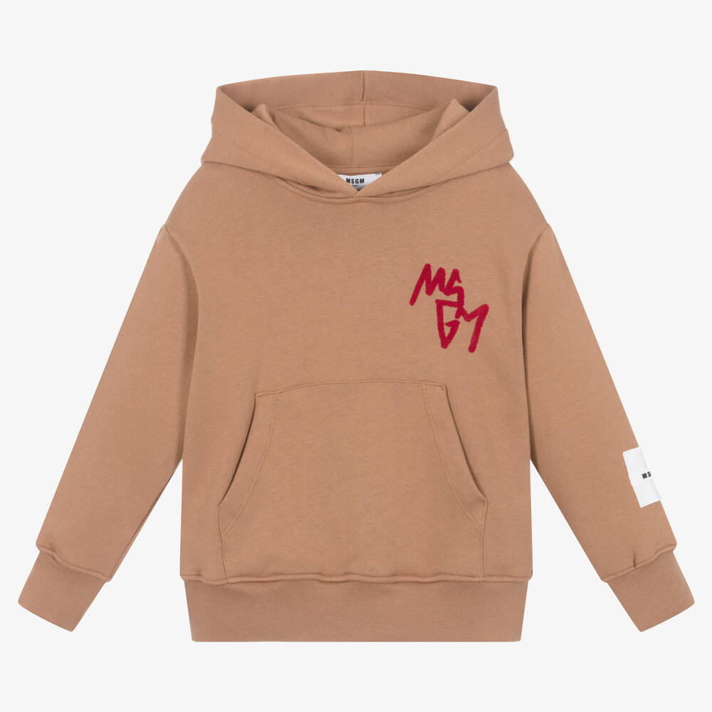 MSGM - Sweat à capuche beige garçon | Childrensalon