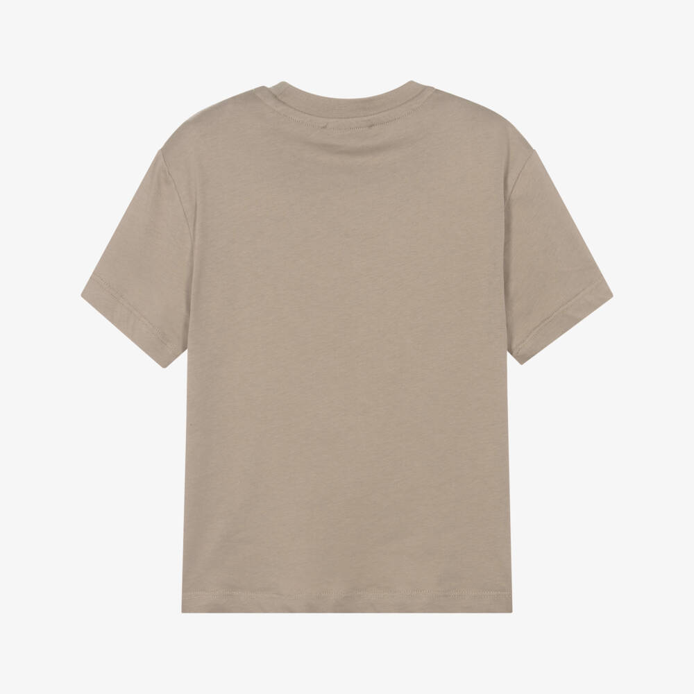 MSGM-Boys Beige Cotton Logo Tee | Childrensalon Outlet