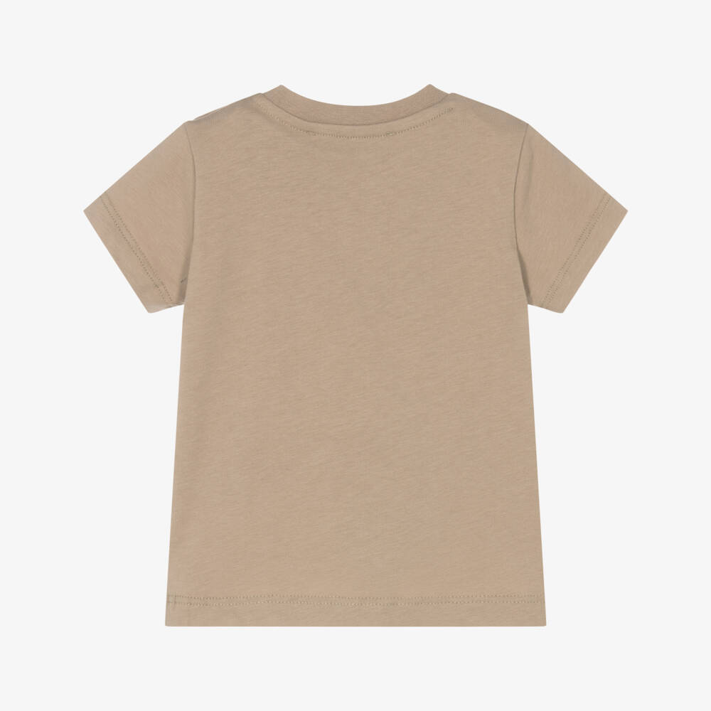 MSGM-Boys Beige Cotton Signature Tee | Childrensalon Outlet