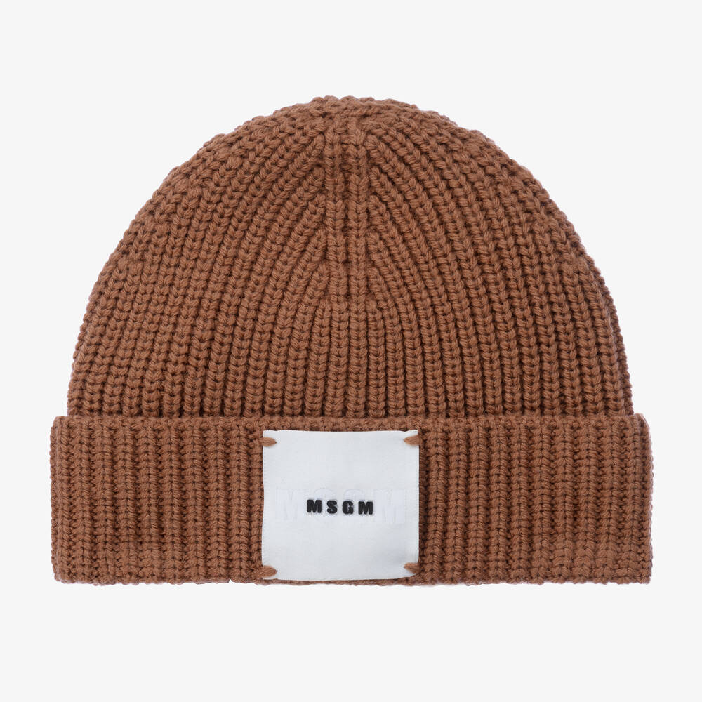 MSGM - Boys Beige Wool Beanie Hat | Childrensalon