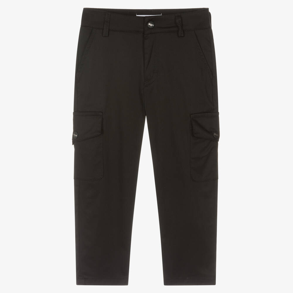 MSGM - Pantalon cargo noir en coton garçon | Childrensalon