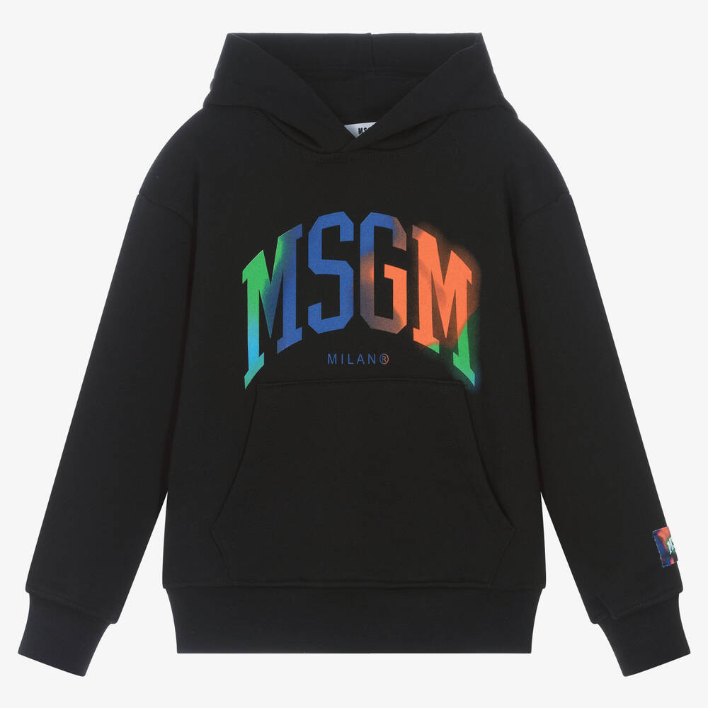 Boys Black Cotton Hoodie
