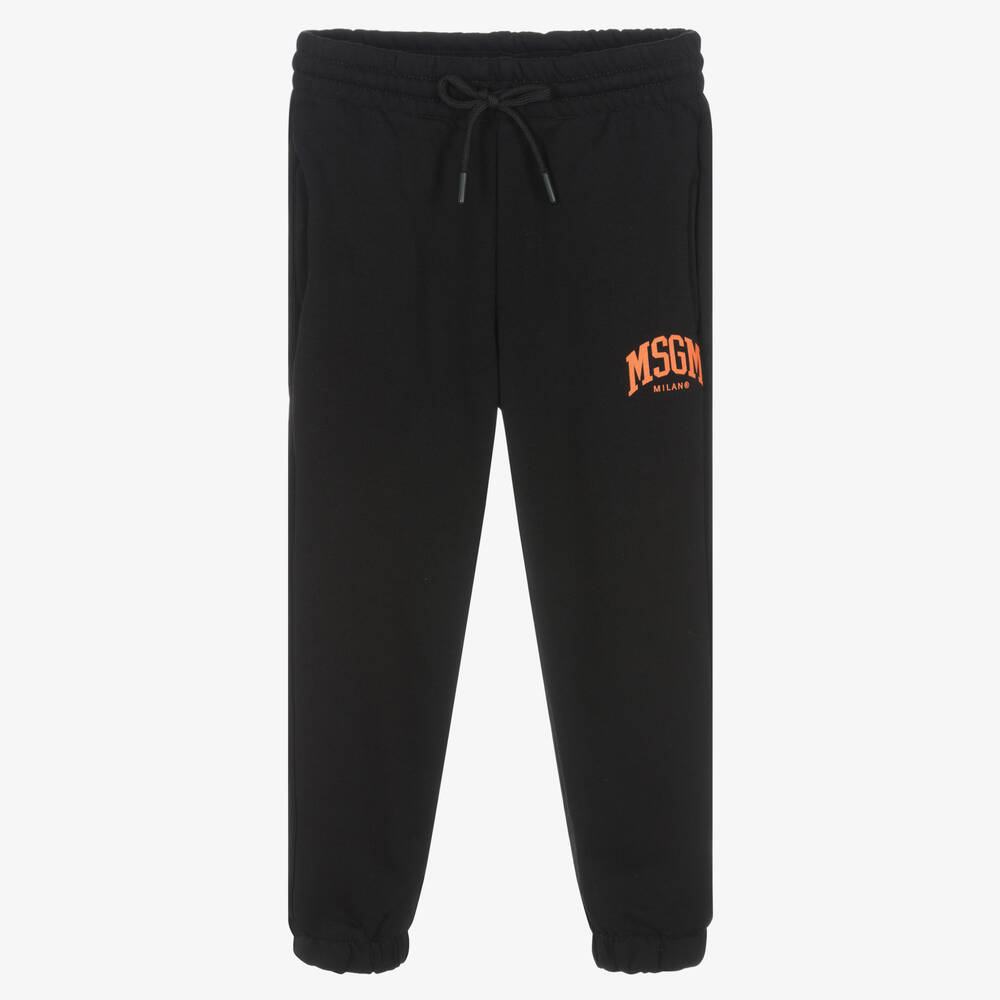 MSGM - Boys Black Cotton Joggers | Childrensalon