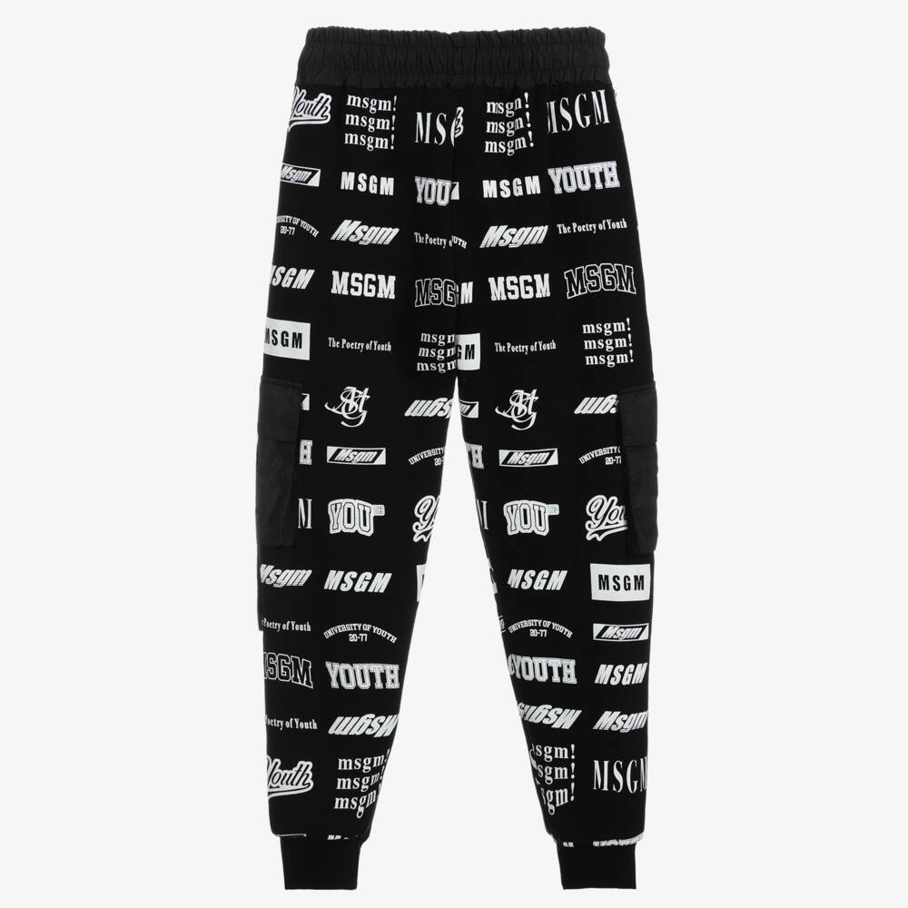 MSGM-Boys Black Cotton Logo Joggers | Childrensalon Outlet