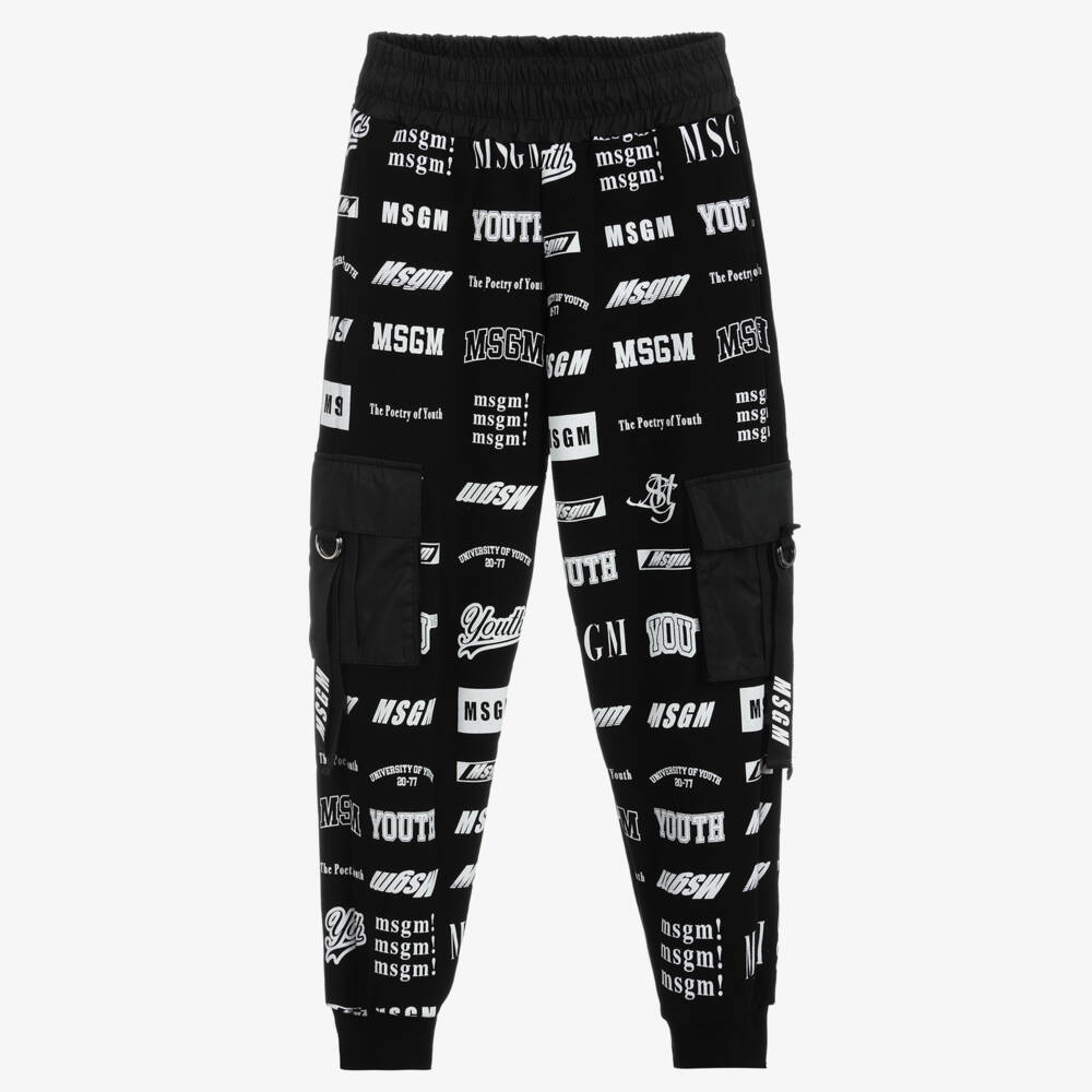 MSGM-Boys Black Cotton Logo Joggers | Childrensalon Outlet