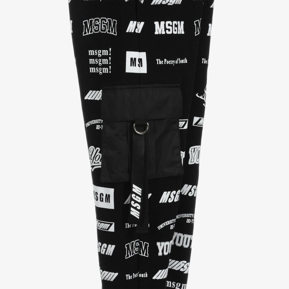 MSGM-Boys Black Cotton Logo Joggers | Childrensalon Outlet