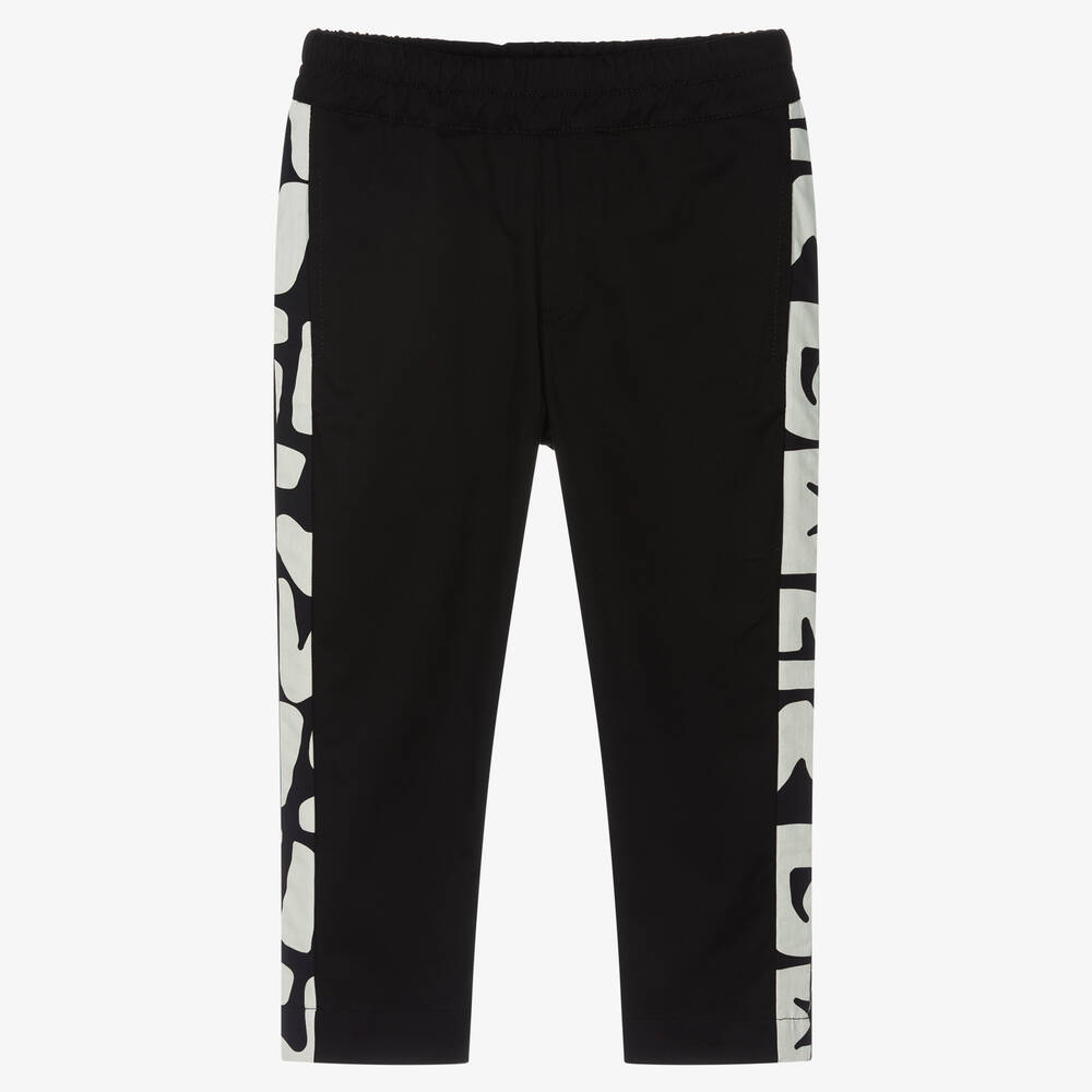 MSGM - Boys Black Cotton Logo Trousers | Childrensalon