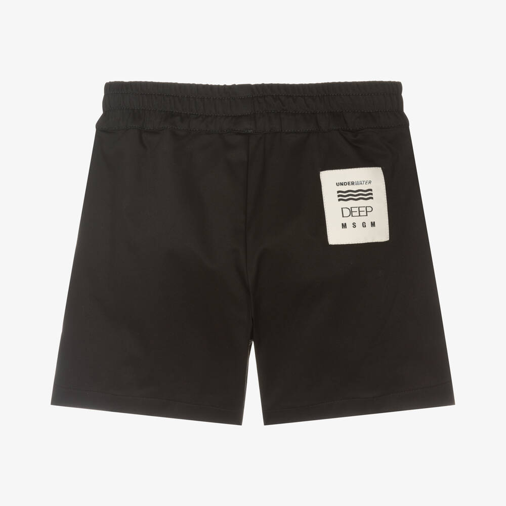 MSGM-Boys Black Cotton Shorts | Childrensalon Outlet