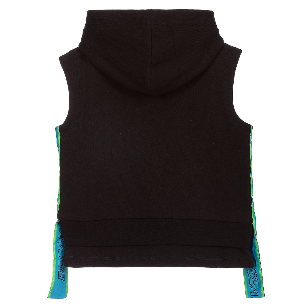 MSGM-Boys Black Hooded Logo Top | Childrensalon Outlet