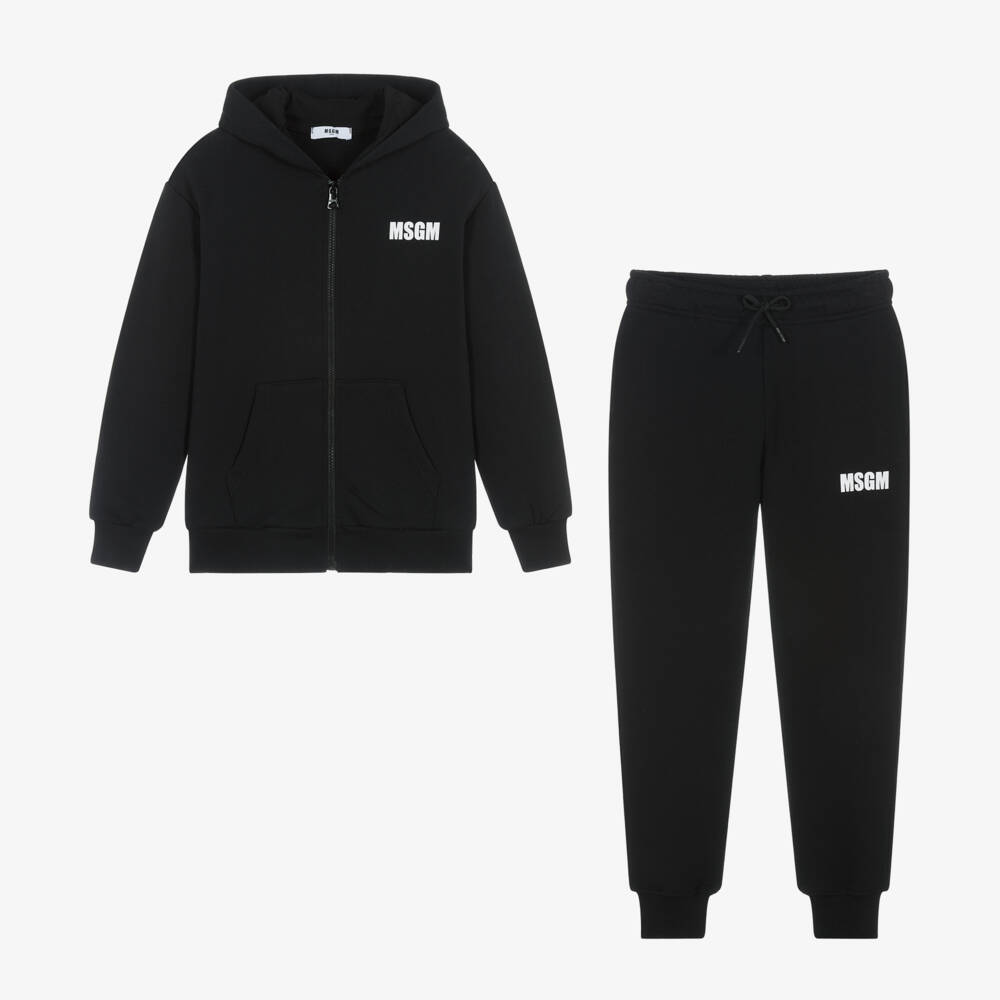 MSGM-بدلة رياضية هودي قطن لون أسود | Childrensalon Outlet