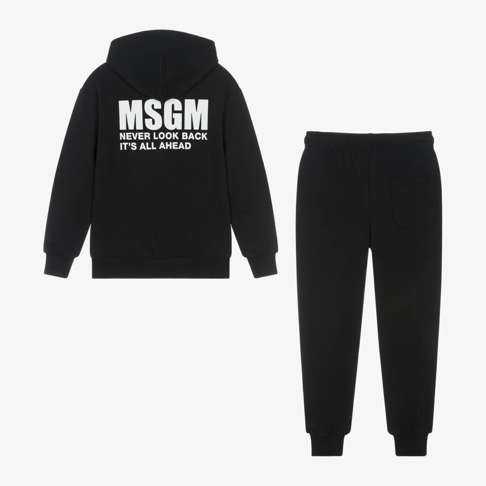 MSGM-Boys Black Hooded Zip Tracksuit | Childrensalon Outlet