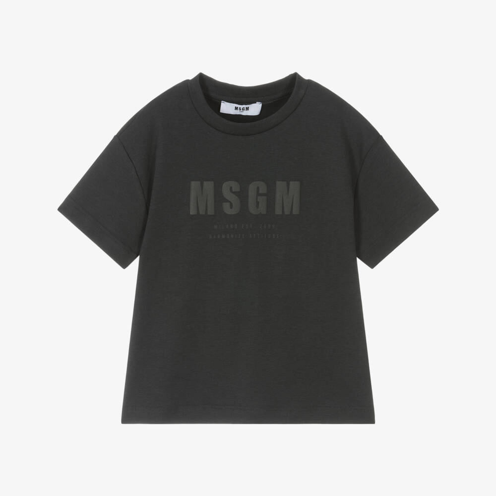 MSGM-تيشيرت جيرسي أسود للأولاد بشعار | Childrensalon Outlet