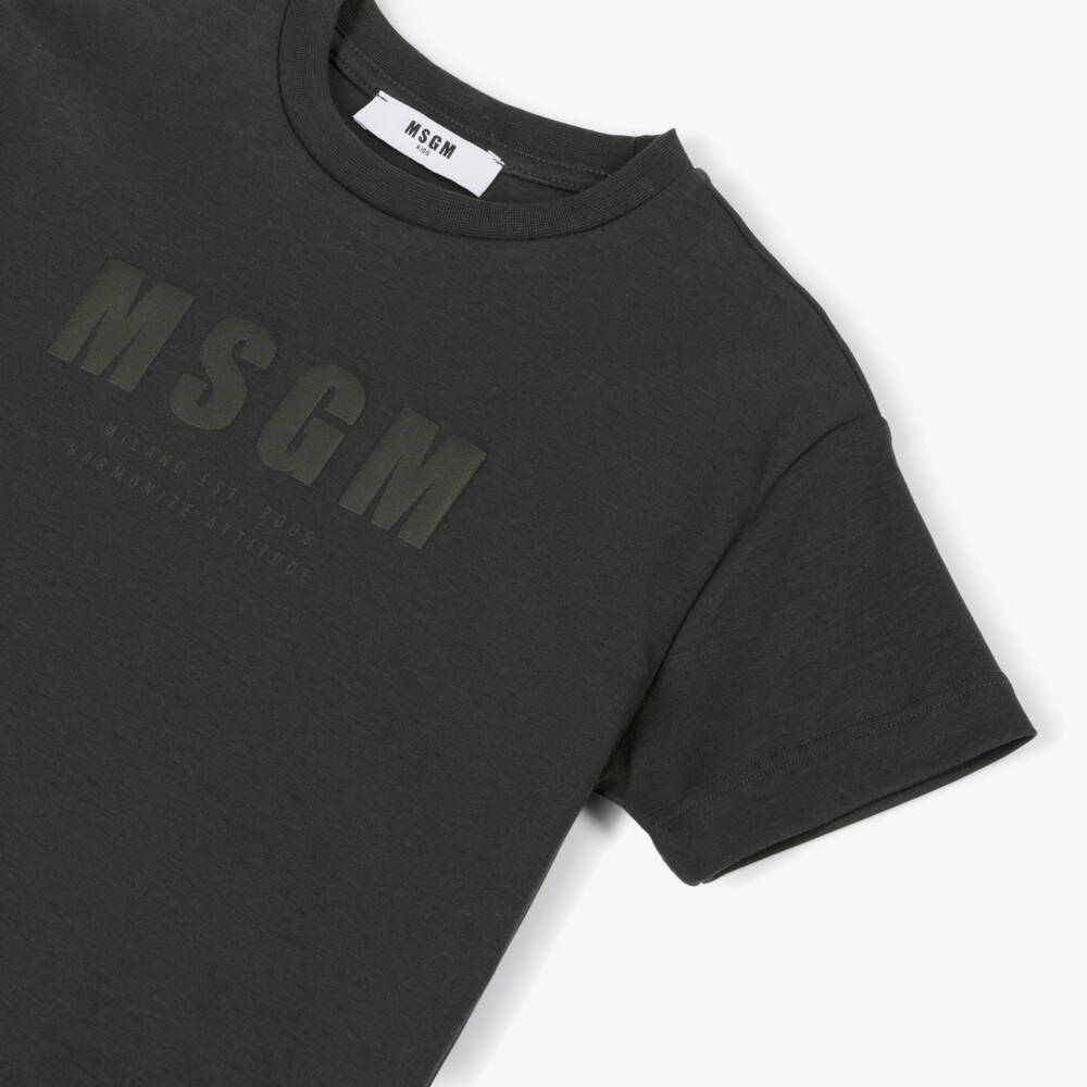 MSGM-Boys Black Jersey Tee with Logo | Childrensalon Outlet