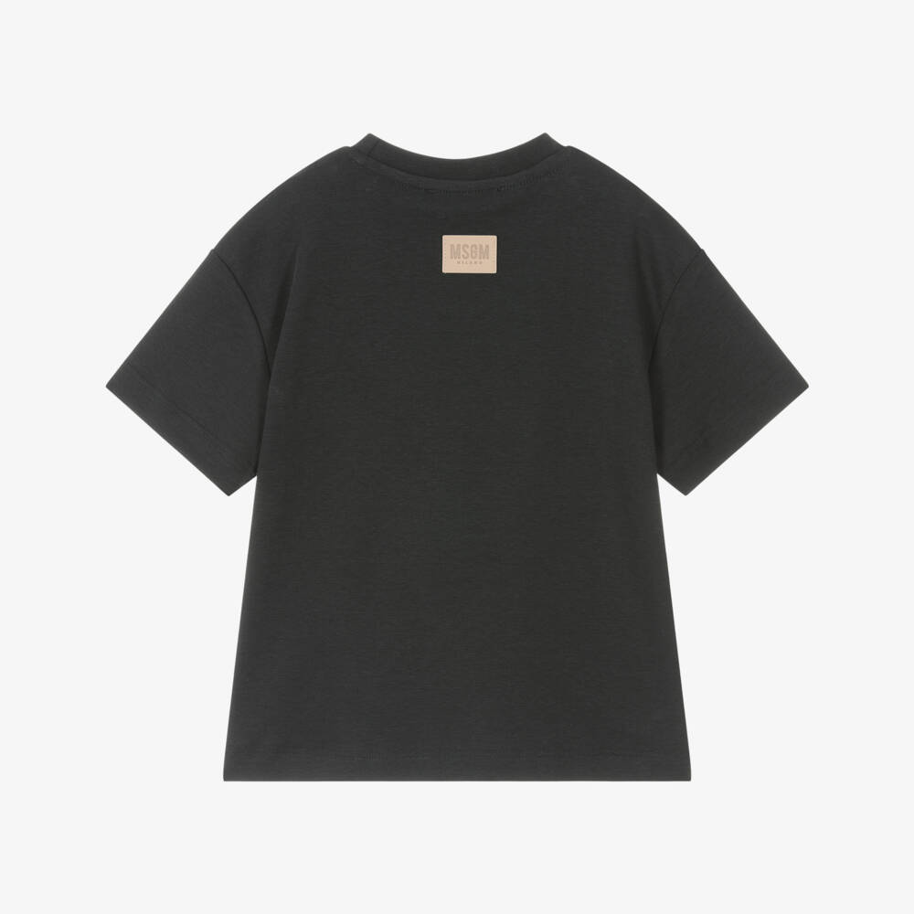 MSGM-Boys Black Jersey Tee with Logo | Childrensalon Outlet
