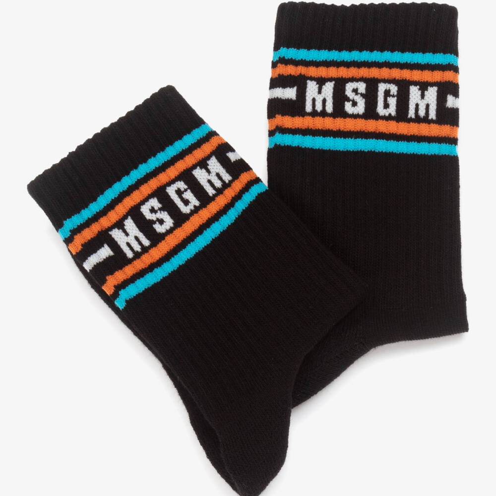 MSGM-Boys Black Logo Ankle Socks | Childrensalon Outlet