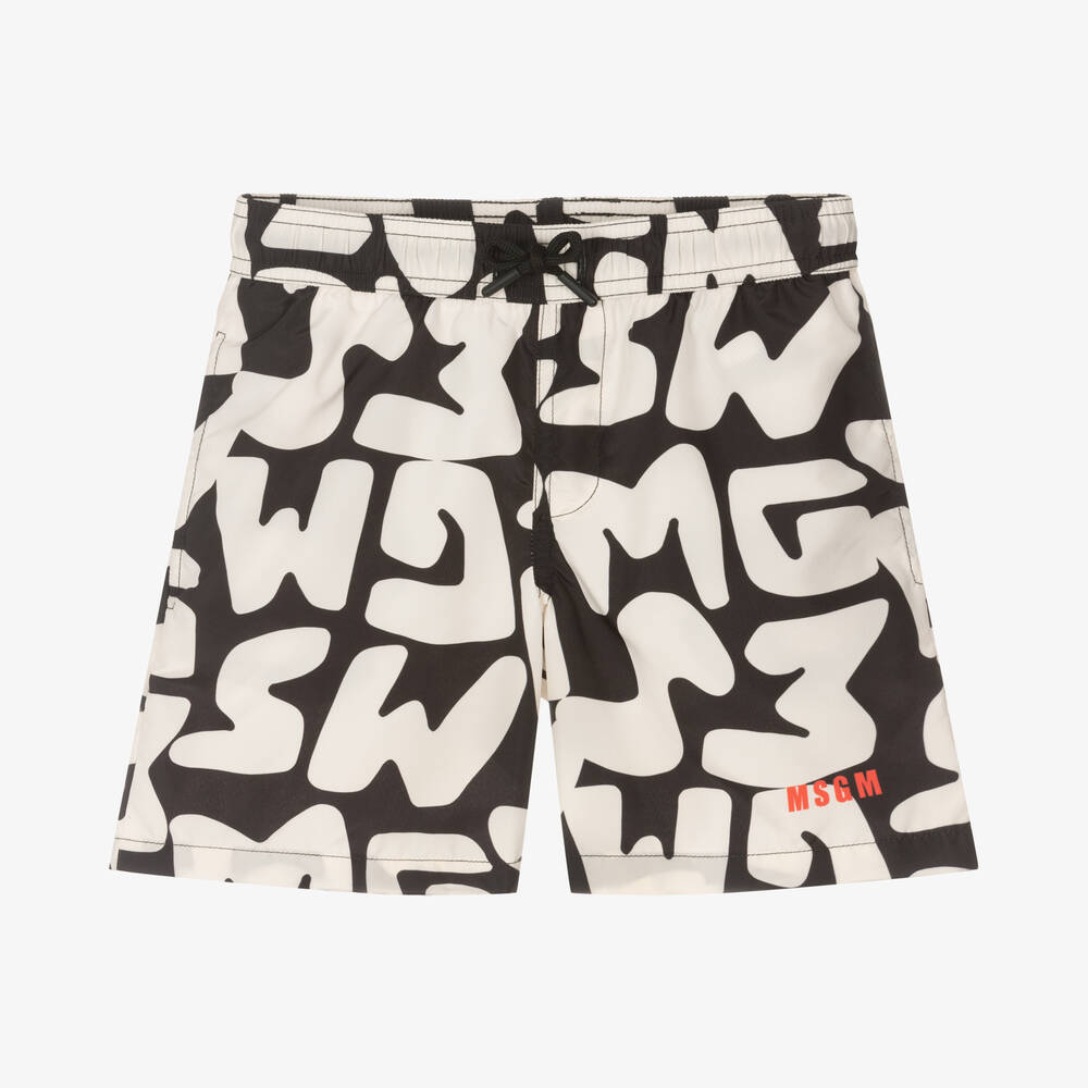 MSGM - Boys Black Logo Swim Shorts | Childrensalon