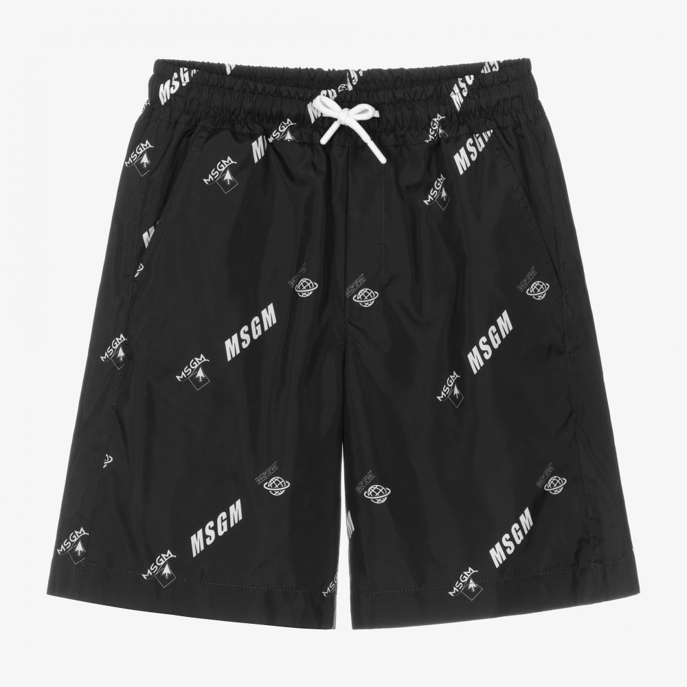 MSGM-شورت نايلون لون أسود للأولاد | Childrensalon Outlet
