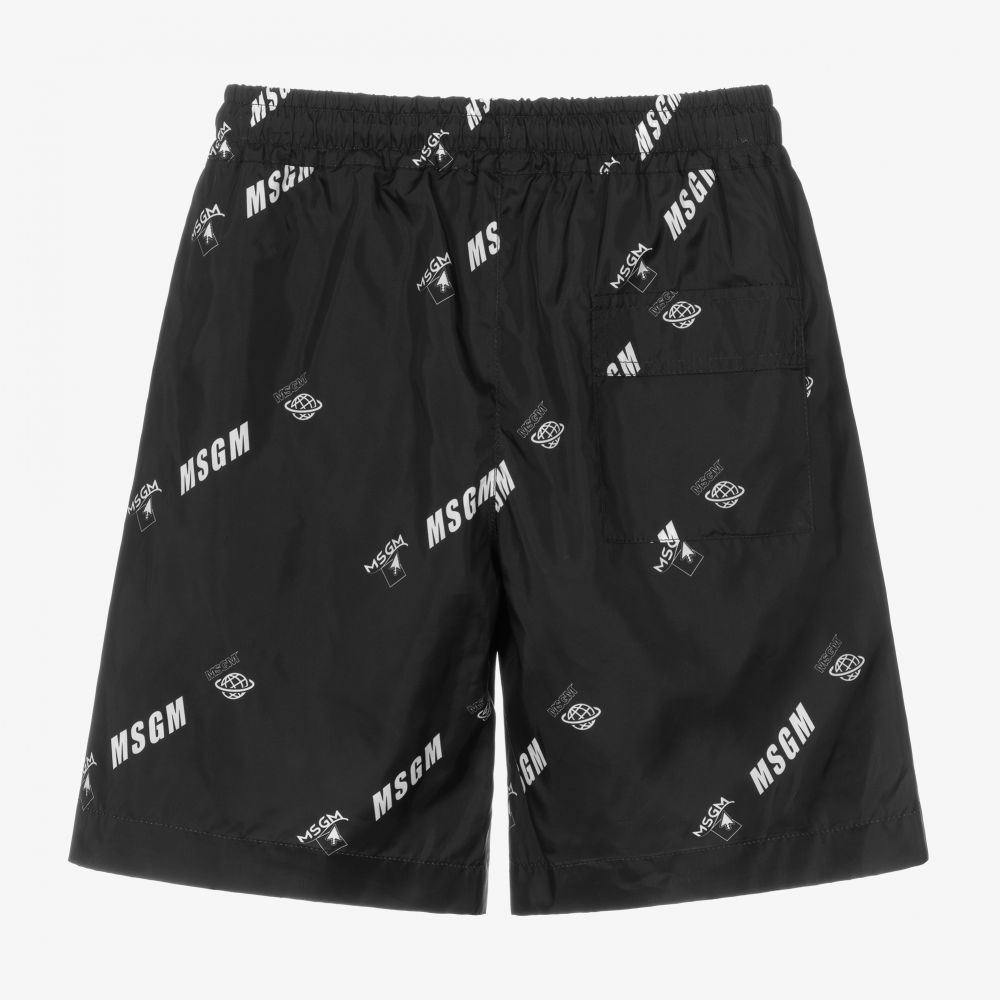 MSGM-شورت نايلون لون أسود للأولاد | Childrensalon Outlet