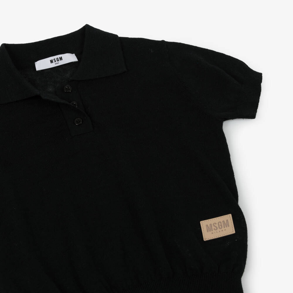 MSGM-Boys Black Soft Knit Polo | Childrensalon Outlet