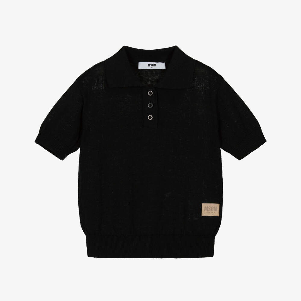 MSGM-بولو ناعم محبوك باللون الأسود للأولاد | Childrensalon Outlet