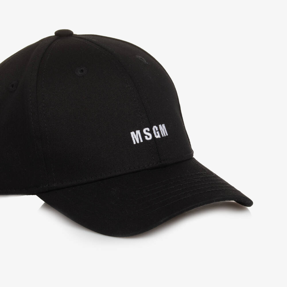 MSGM-Boys Black Twill Embroidered Cap | Childrensalon Outlet