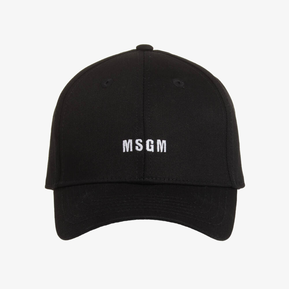 MSGM-Boys Black Twill Embroidered Cap | Childrensalon Outlet
