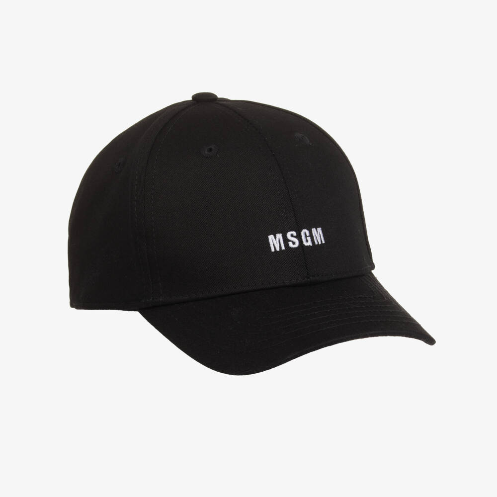MSGM-Boys Black Twill Embroidered Cap | Childrensalon Outlet