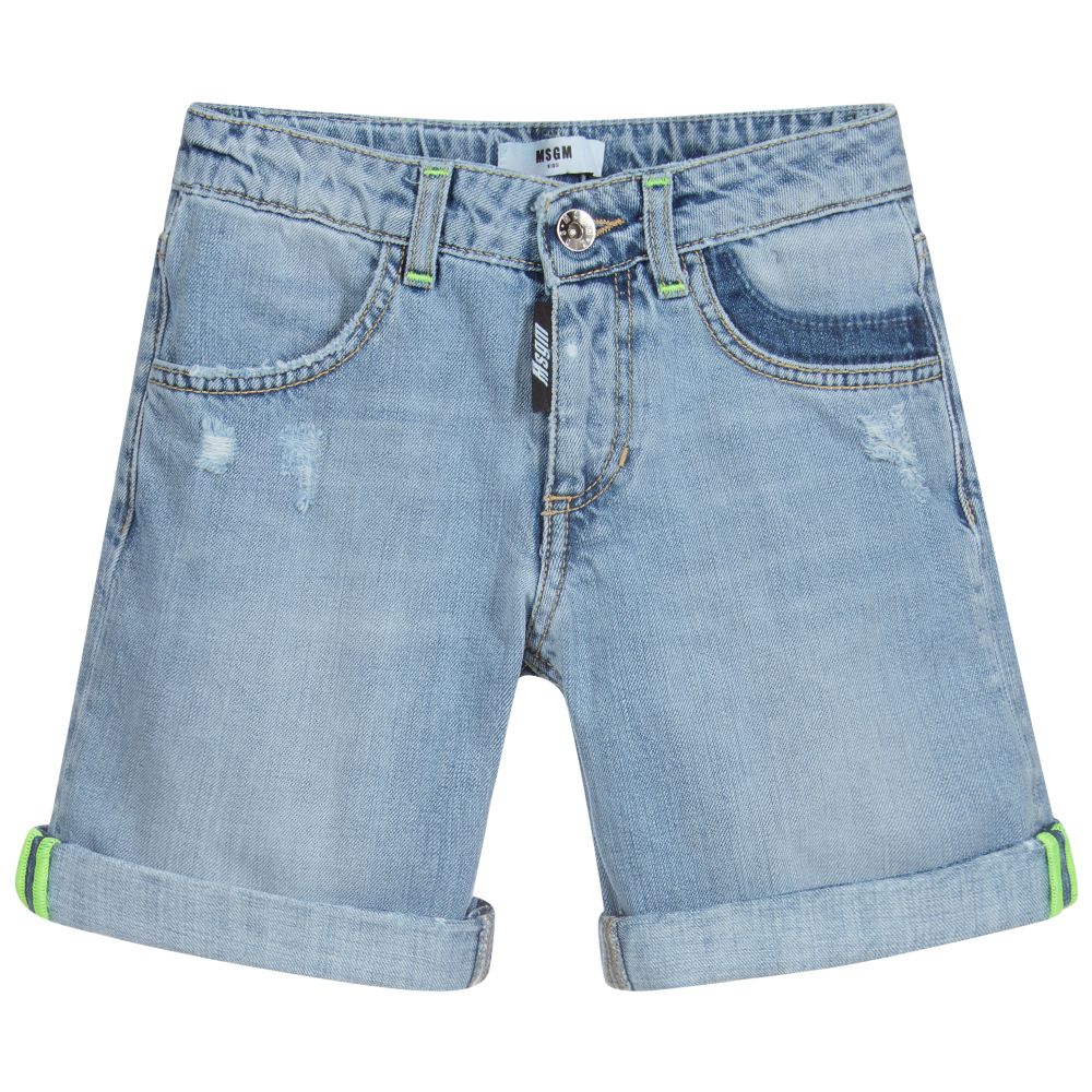 MSGM - Jeans-Shorts in blauer Waschung (J) | Childrensalon