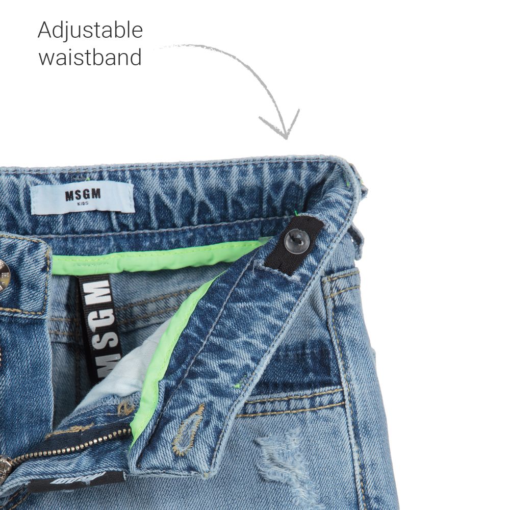 MSGM-شورت قطن دنيم مغسول لون أزرق للأولاد | Childrensalon Outlet