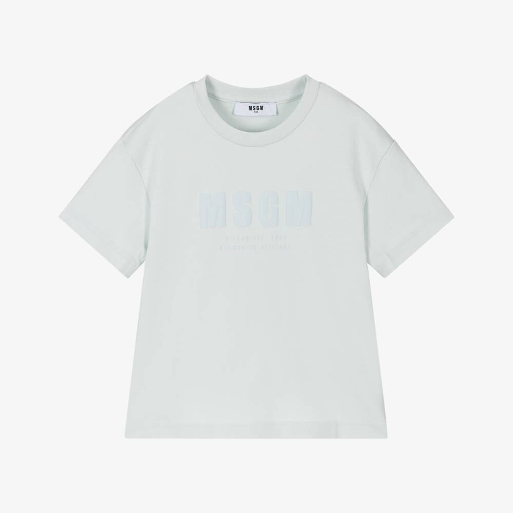 MSGM-تيشيرت قطني ناعم أزرق للأولاد | Childrensalon Outlet