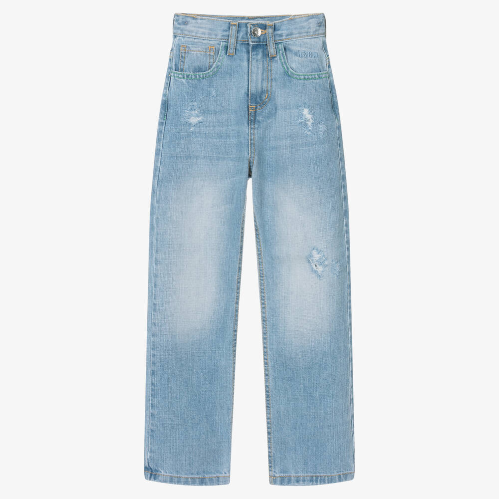 MSGM - Boys Blue Washed Denim Jeans | Childrensalon