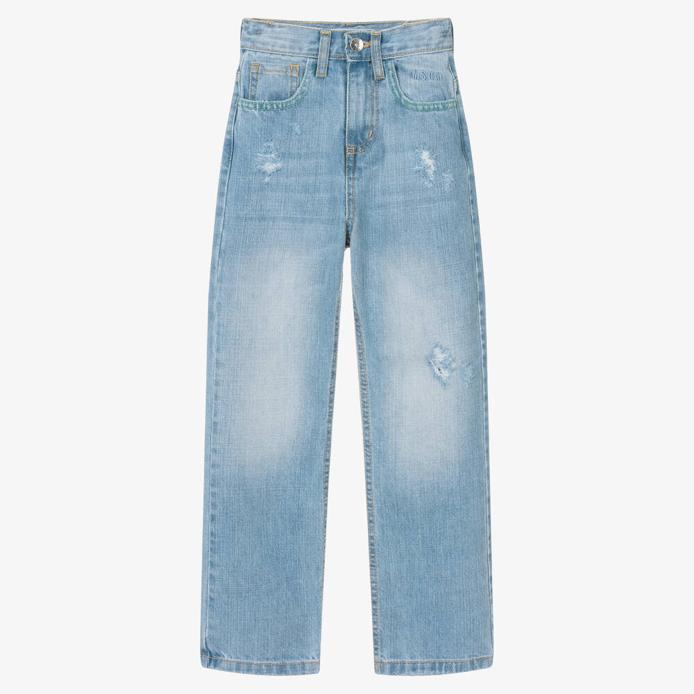 MSGM - Jean bleu délavé en denim garçon | Childrensalon