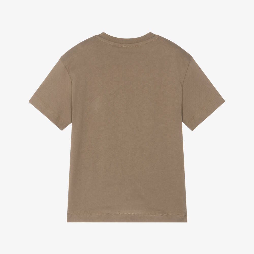 MSGM-Boys Brown Cotton Graphic Tee | Childrensalon Outlet
