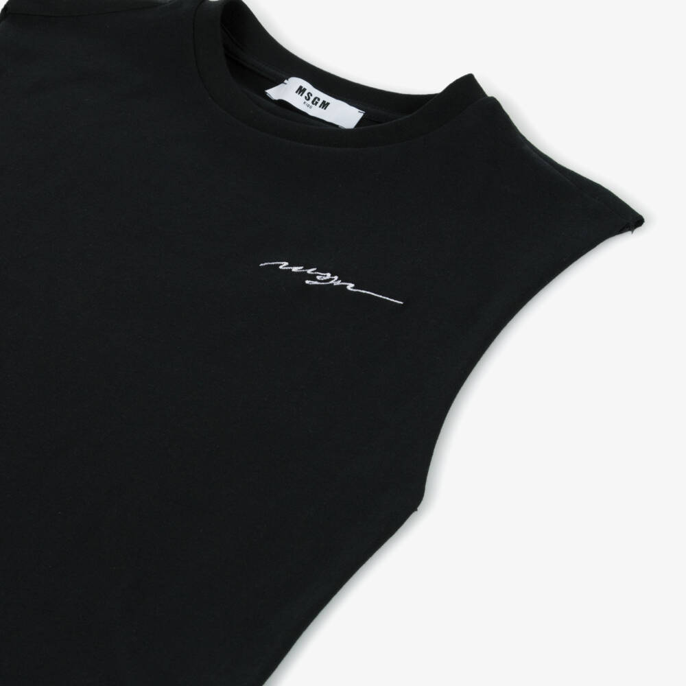 MSGM-Boys Charcoal Cotton Tank Top | Childrensalon Outlet