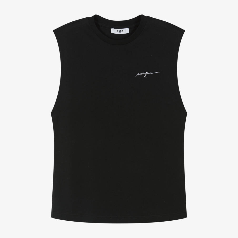 MSGM-Boys Charcoal Cotton Tank Top | Childrensalon Outlet
