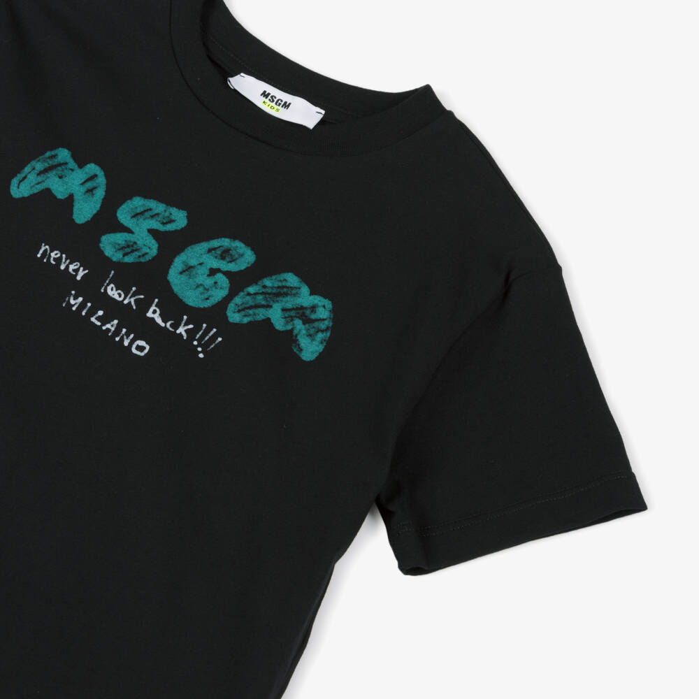 MSGM-Boys Charcoal Cotton Tee Delight | Childrensalon Outlet