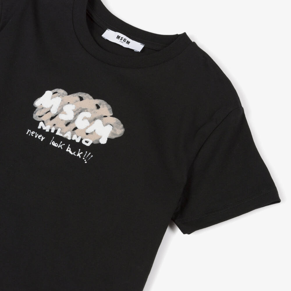 MSGM-Boys Charcoal Design Tee | Childrensalon Outlet