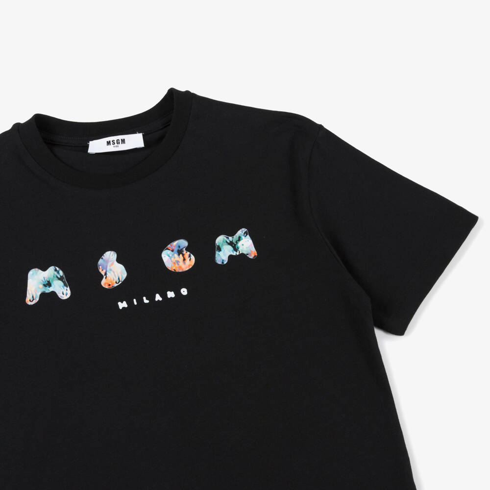 MSGM-Boys Charcoal Short-Sleeve Logo Tee | Childrensalon Outlet