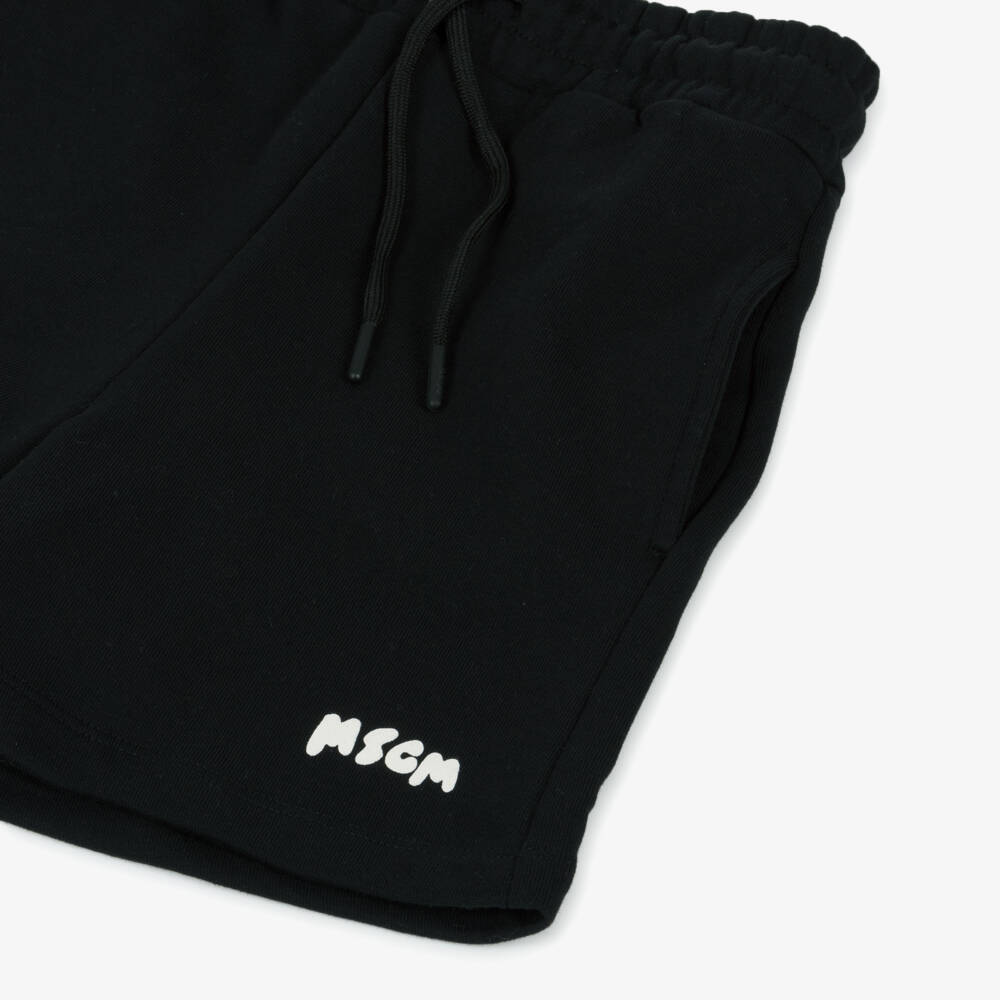 MSGM-Boys Classic Black Cotton Shorts | Childrensalon Outlet