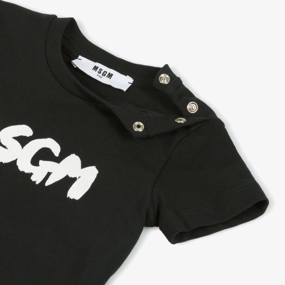 MSGM-Boys Classic Black Cotton Tee | Childrensalon Outlet