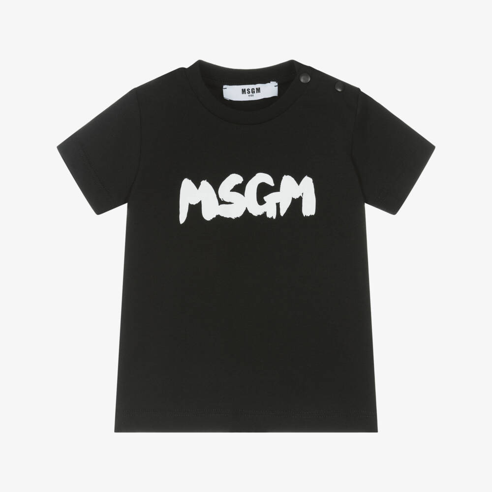 MSGM-Классическая черная хлопковая футболка для мальчиков | Childrensalon Outlet