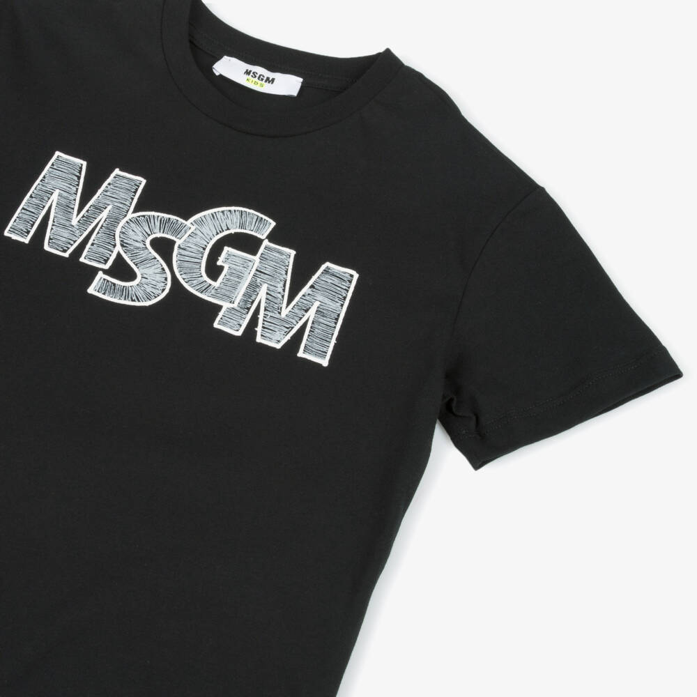MSGM-Boys Classic Black Cotton Top | Childrensalon Outlet