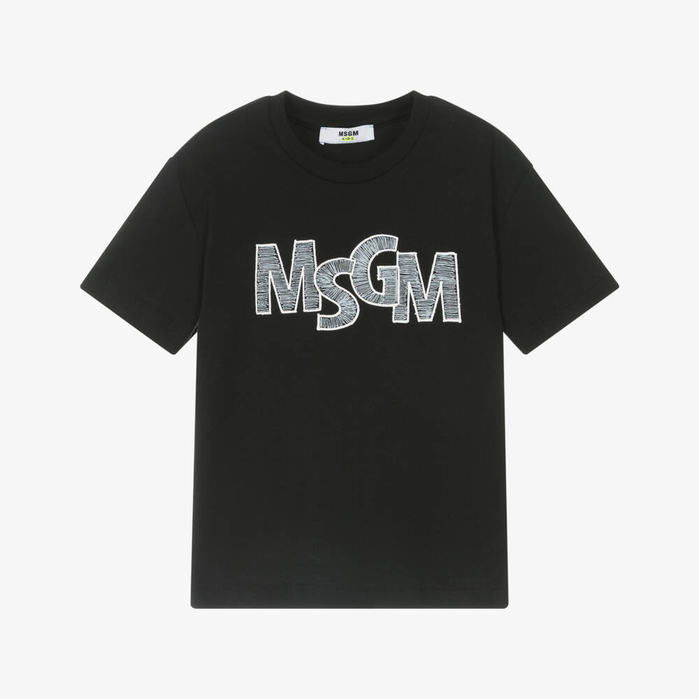 MSGM-قميص قطني كلاسيكي أسود للأولاد | Childrensalon Outlet
