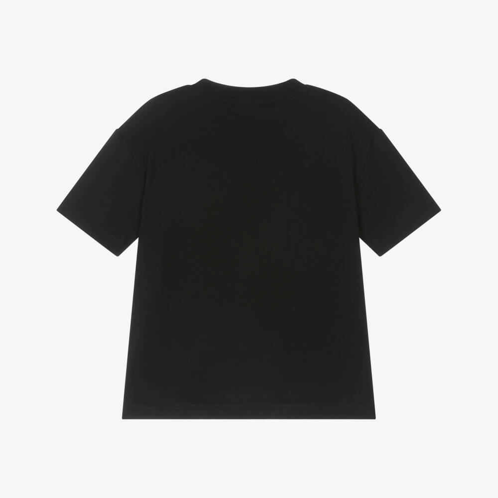 MSGM-تي شيرت كلاسيكي أسود مطرز للأولاد | Childrensalon Outlet