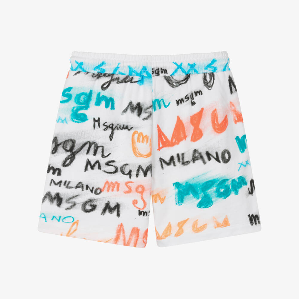 MSGM-Boys Classic White Cotton Shorts | Childrensalon Outlet