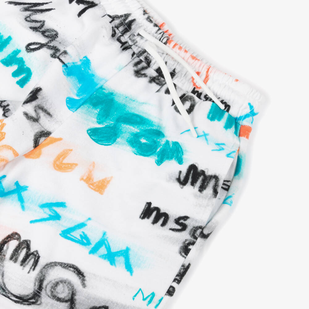 MSGM-Boys Classic White Cotton Shorts | Childrensalon Outlet