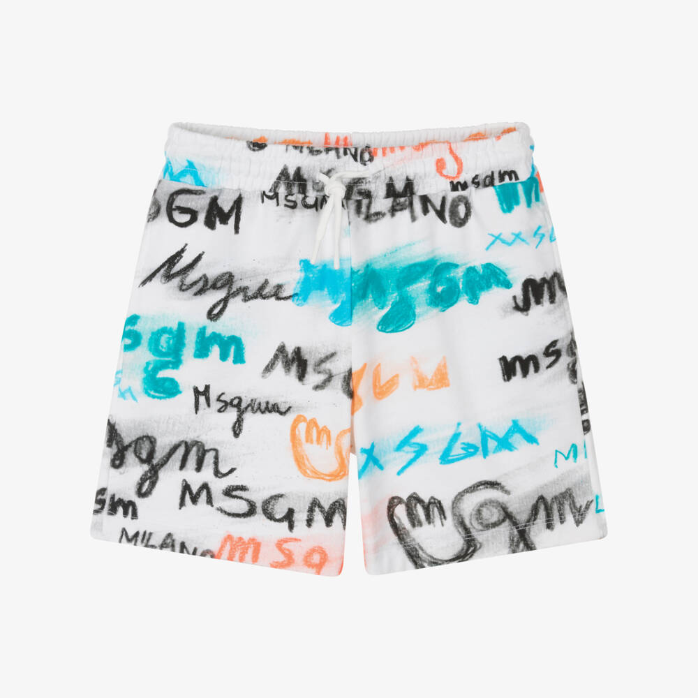 MSGM-شورت قطني كلاسيكي أبيض للأولاد | Childrensalon Outlet