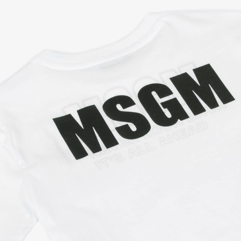 MSGM-Boys Classic White Cotton Tee | Childrensalon Outlet